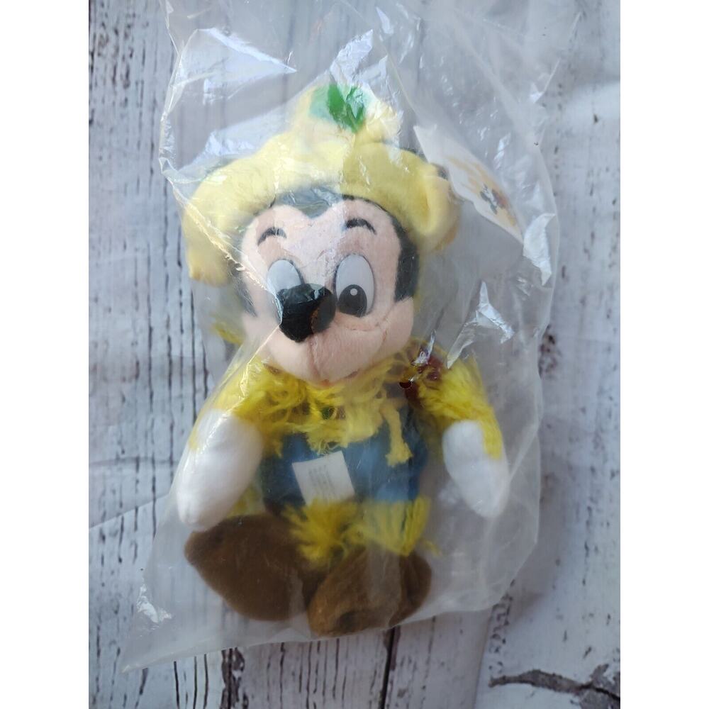 Vintage Mickey Mouse Scarecrow Costume Disney 9" Bean Bag Plush Toy 90s New